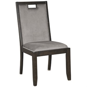 ashley furniture hyndell faux velvet upholstered dining side chair in dark brown