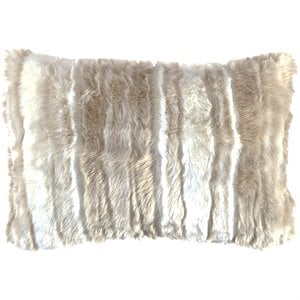 ashley amoret faux fur throw pillow in tan and cream