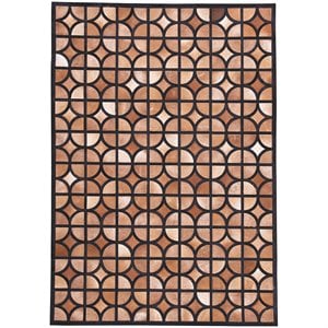ashley jingjin hand sewn leather area rug in black and brown