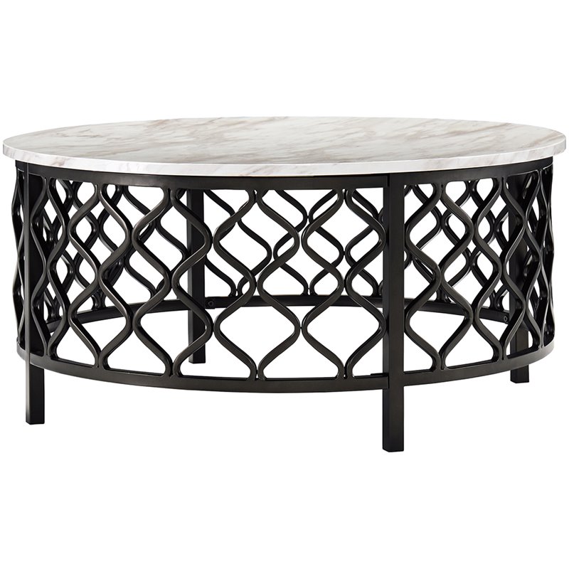 Ashley Furniture Trinson Faux Marble Top Round Accent Coffee Table