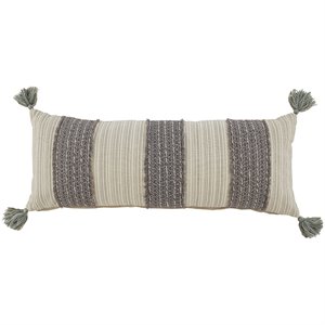 ashley linwood tasseled throw pillow in gray and cream