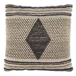 Ashley Ricker Diamond Hand Woven Throw Pillow in Gray and Cream