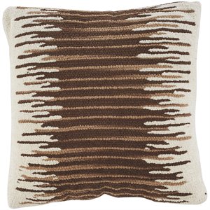 ashley wycombe stripe hand woven throw pillow in cream and brown