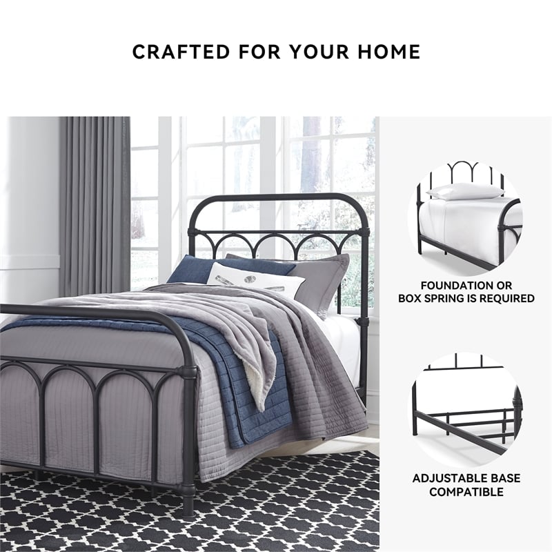 Ashley Furniture Nashburg Steel Metal Spindle Frame Twin Bed in Matte Black