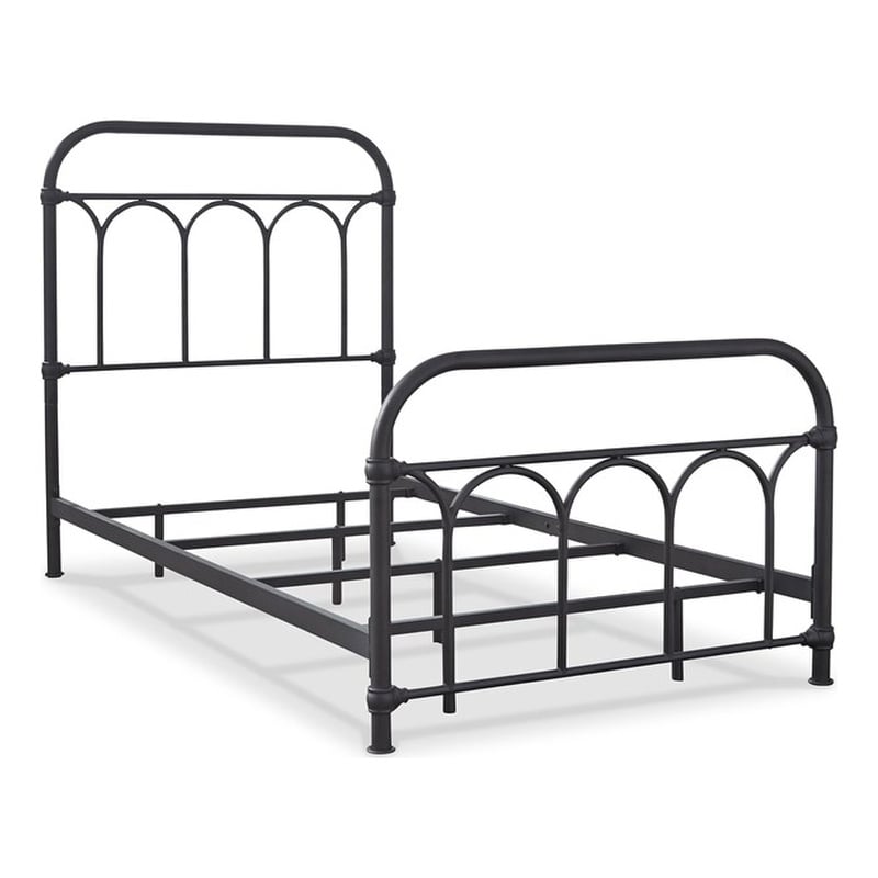 Ashley Furniture Nashburg Steel Metal Spindle Frame Twin Bed in Matte Black