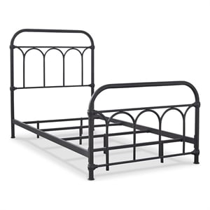 Ashley Furniture Nashburg Steel Metal Spindle Frame Twin Bed in Matte Black