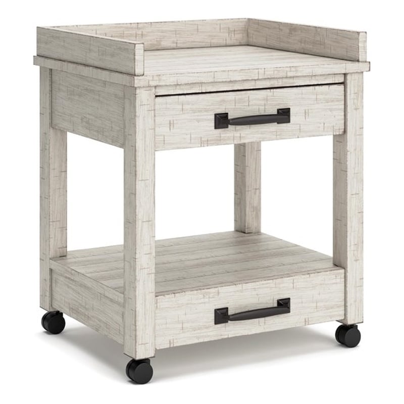 Ashley Furniture Carynhurst 2 Drawer Mobile Printer Stand in Whitewash