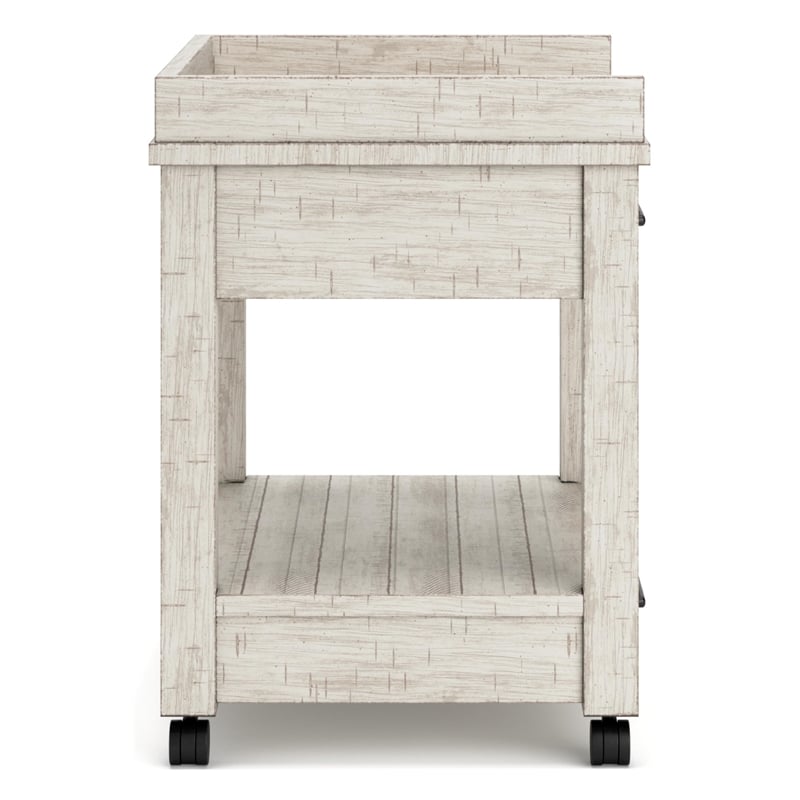 Ashley Furniture Carynhurst 2 Drawer Mobile Printer Stand in Whitewash
