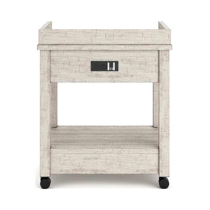 Ashley Furniture Carynhurst 2 Drawer Mobile Printer Stand in Whitewash