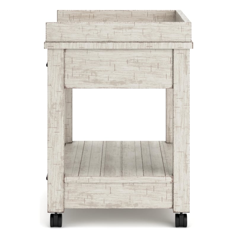 Ashley Furniture Carynhurst 2 Drawer Mobile Printer Stand in Whitewash