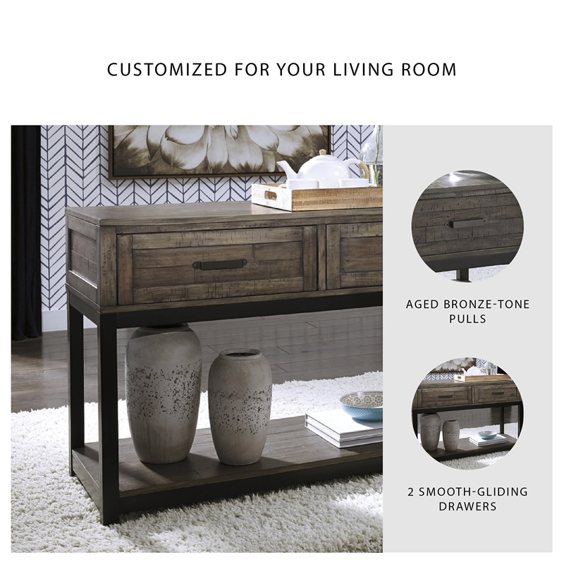 Signature Design by Ashley Johurst 2 Drawer Console Table in Grayish Brown