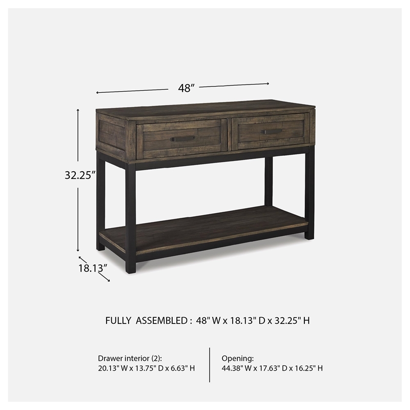 Signature Design by Ashley Johurst 2 Drawer Console Table in Grayish Brown