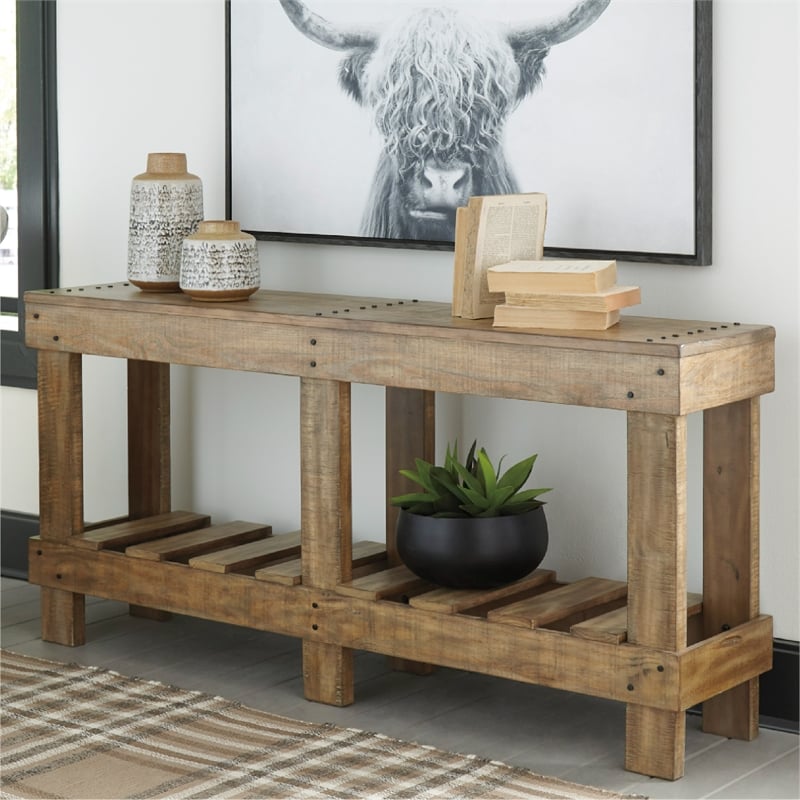 Ashley Susandeer Console Table in Light Brown