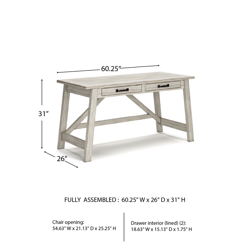 Ashley Furniture Carynhurst 2 Drawer Writing Desk in Whitewash