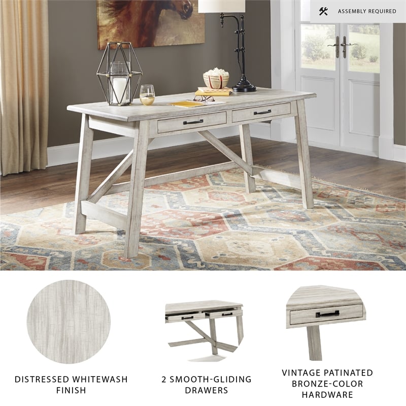Ashley Furniture Carynhurst 2 Drawer Writing Desk in Whitewash