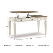 Ashley Furniture Realyn 2 Drawer Lift Top Writing Desk in White and Brown