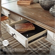 Ashley Furniture Realyn 2 Drawer Lift Top Writing Desk in White and Brown