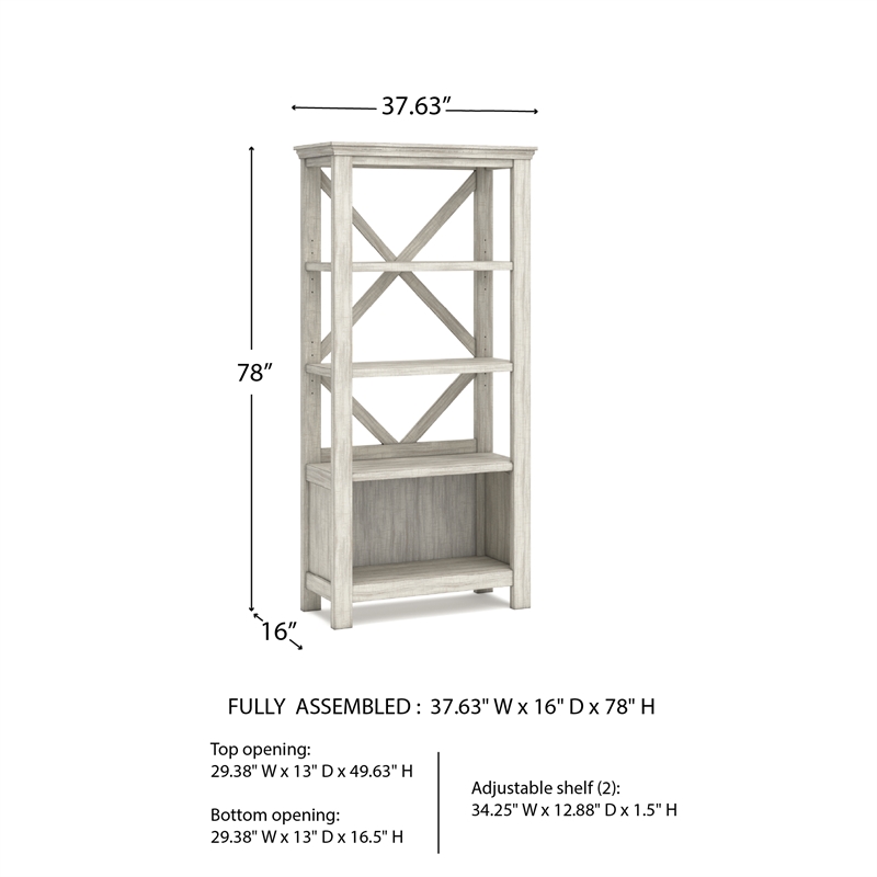 Ashley Furniture Carynhurst 4 Shelf Crossbuck Bookcase in Whitewash