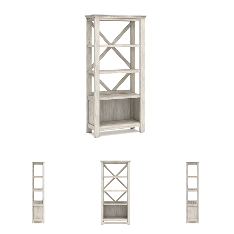 Ashley Furniture Carynhurst 4 Shelf Crossbuck Bookcase in Whitewash