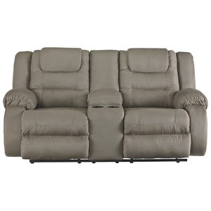 signature design by ashley mccade reclining loveseat with console in cobblestone
