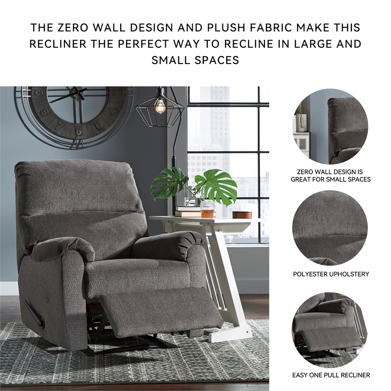 Signature Design by Ashley Nerviano Zero Wall Recliner in Gray