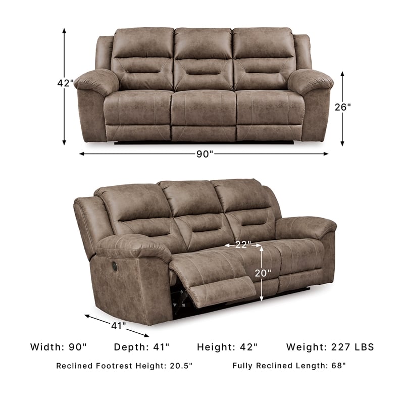 signature design by ashley stoneland power reclining sofa in fossil