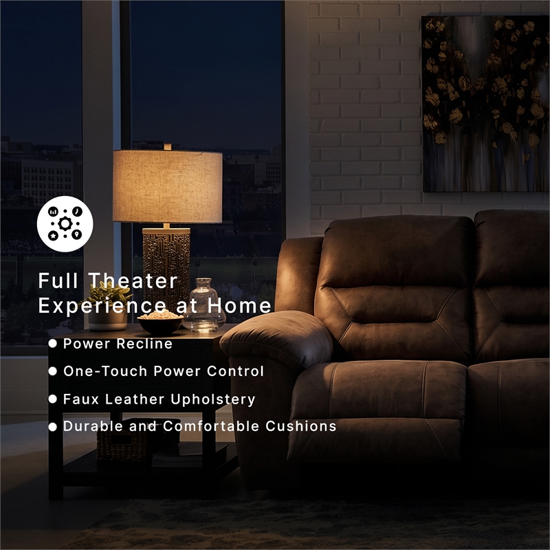 signature design by ashley stoneland power reclining sofa in fossil