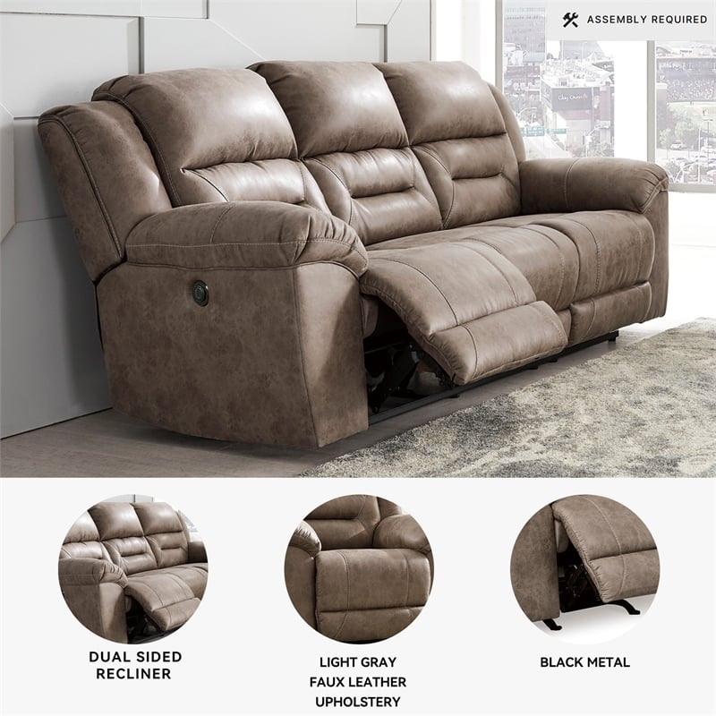 Signature Design by Ashley Stoneland Power Reclining Sofa in Fossil