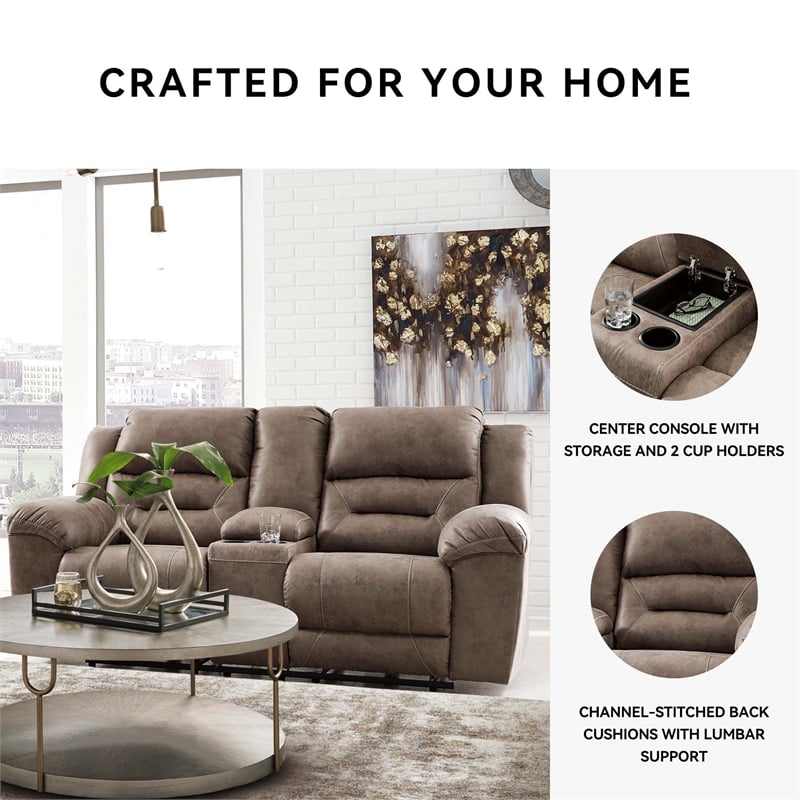 Signature Design by Ashley Stoneland Power Reclining Loveseat in Fossil