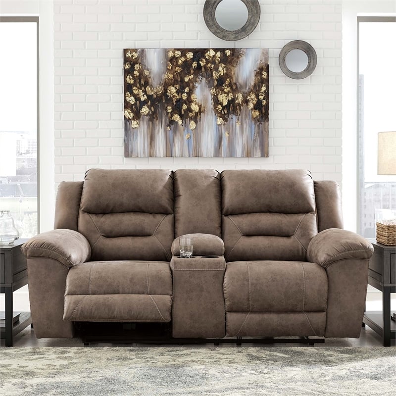 Signature Design by Ashley Stoneland Power Reclining Loveseat in Fossil