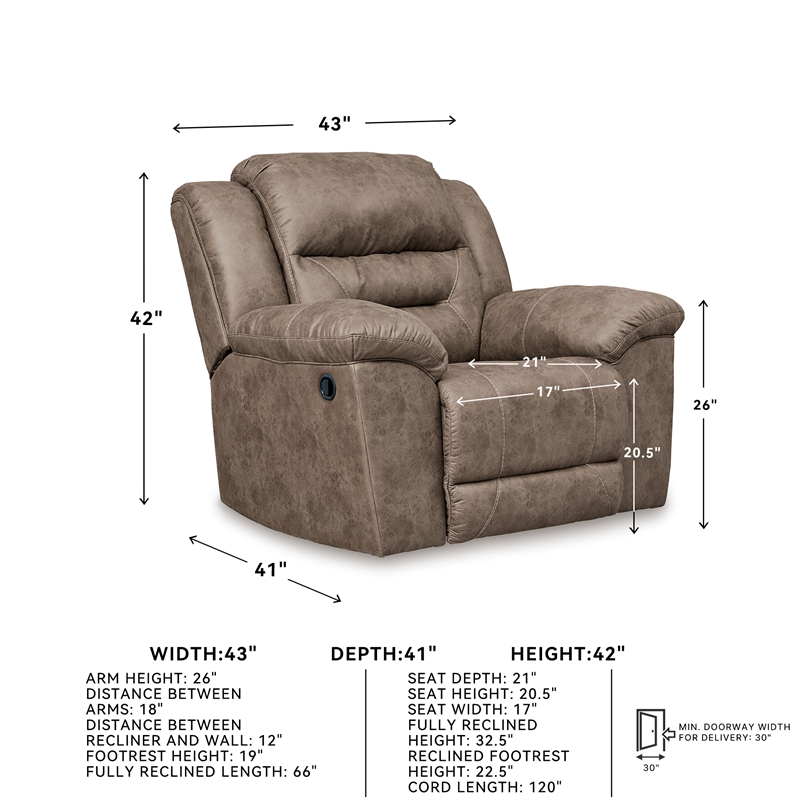 Signature Design by Ashley Stoneland Power Rocker Recliner in Fossil