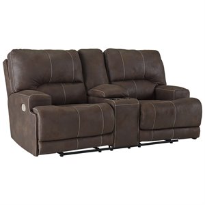 signature design by ashley kitching power reclining loveseat in java