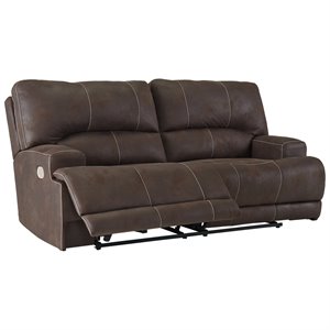 signature design by ashley kitching 2 seat power reclining sofa in java