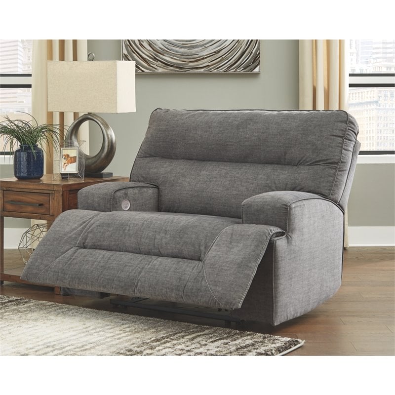 Signature Design by Ashley Coombs Wide Seat Power Recliner in Charcoal
