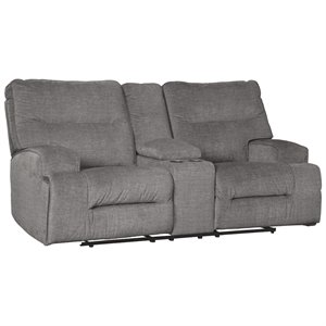 signature design by ashley coombs reclining loveseat with console in charcoal