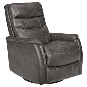 signature design by ashley riptyme swivel glider recliner in quarry