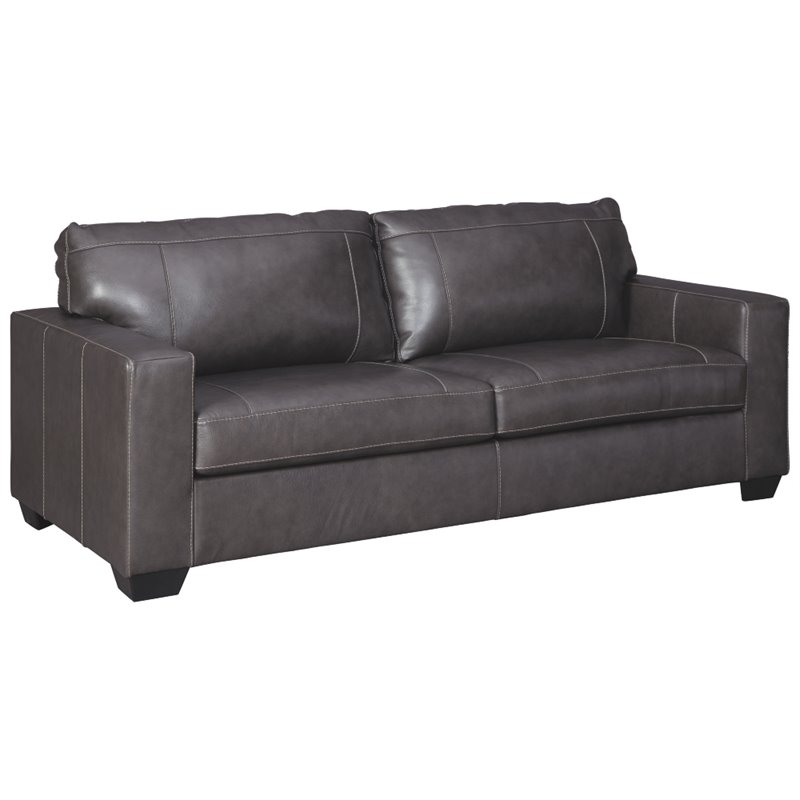 By Ashley Morelos Leather Sofa In Gray, Ashley Gray Leather Sofa