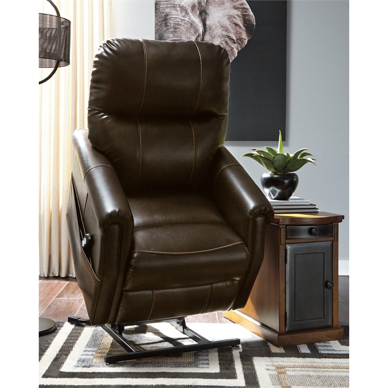 Signature Design by Ashley Markridge Power Lift Recliner in Chocolate