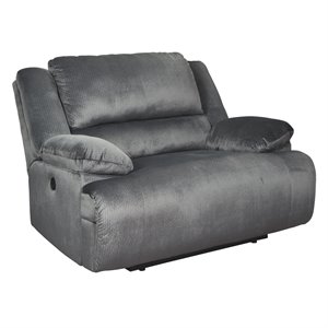 Signature Design by Ashley Clonmel Zero Wall Power Wide Recliner in Charcoal