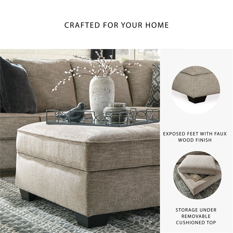 Signature Design by Ashley Bovarian Ottoman with Storage in Stone