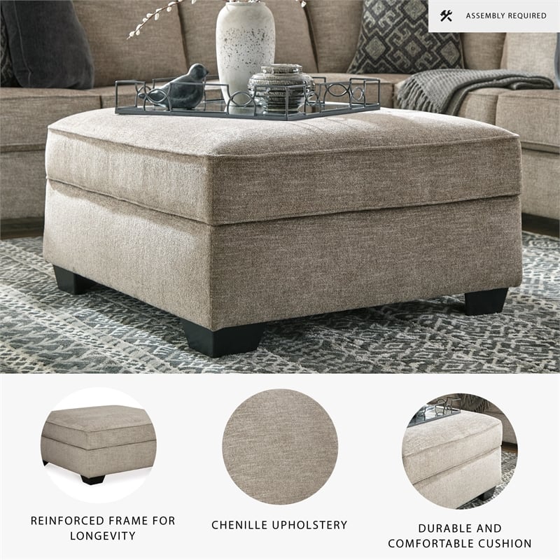 Signature Design by Ashley Bovarian Ottoman with Storage in Stone