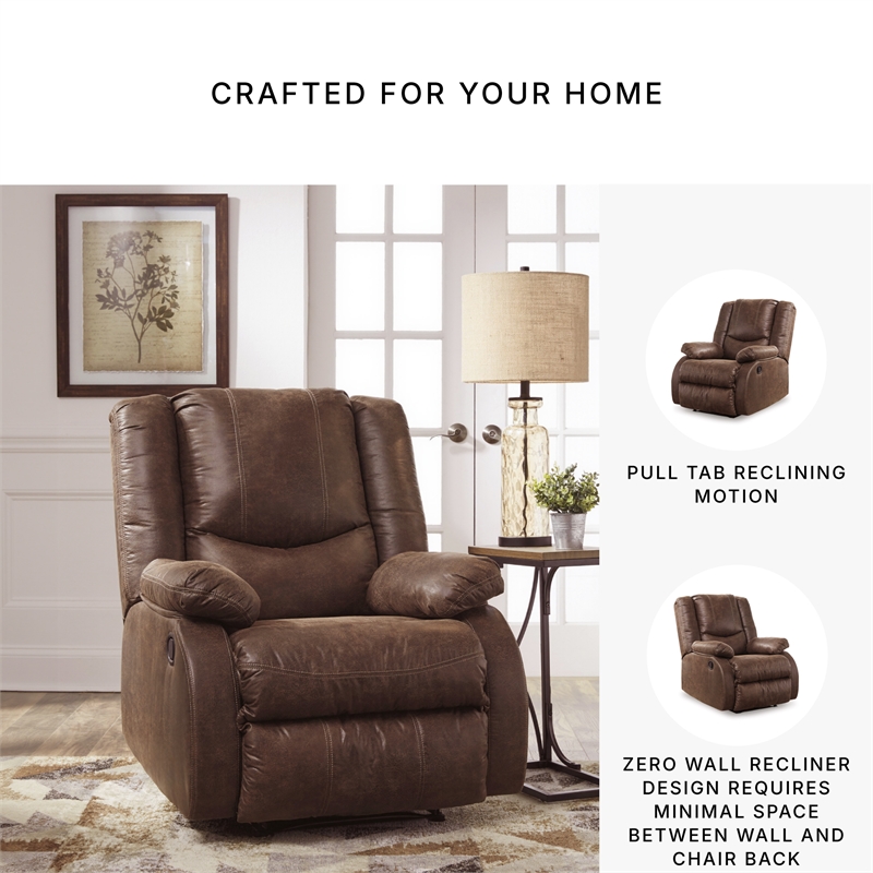 Signature Design by Ashley Bladewood Zero Wall Recliner in Coffee