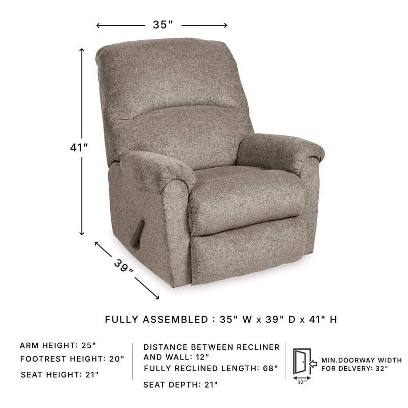 Signature Design by Ashley Ballinasloe Rocker Recliner in Platinum