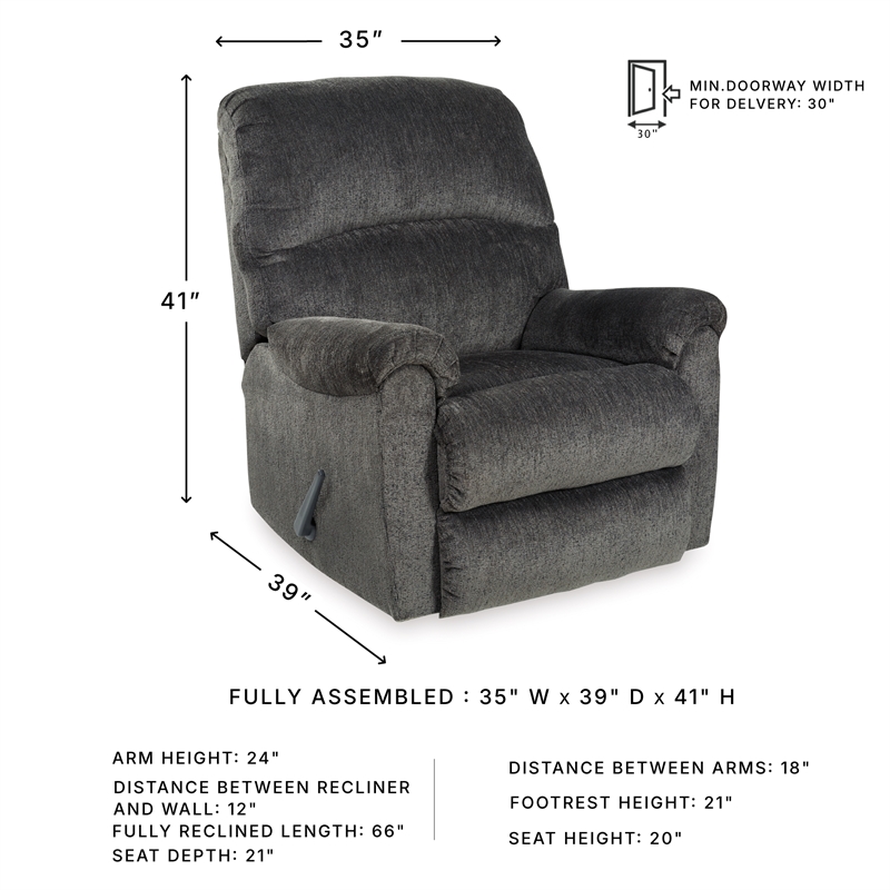 Signature Design by Ashley Ballinasloe Rocker Recliner in Smoke