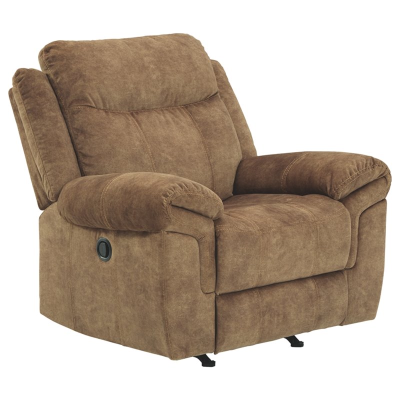 Coaster Berri Faux Leather Swivel Recliner in Beige and Black 7502 Cymax Stores