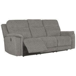 signature design by ashley mouttrie power reclining sofa in smoke