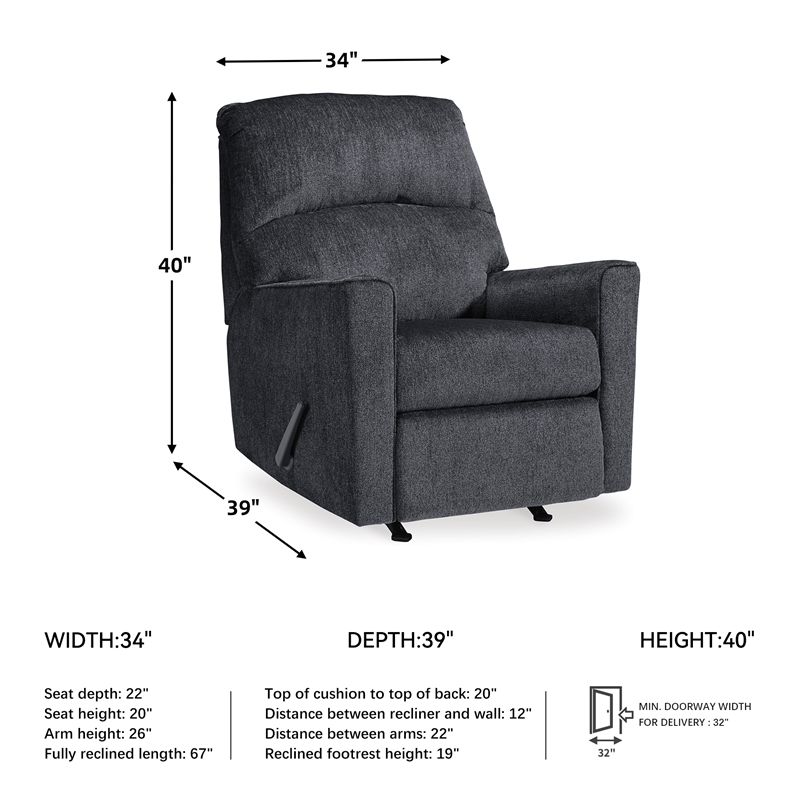 Signature Design by Ashley Altari Rocker Recliner in Slate