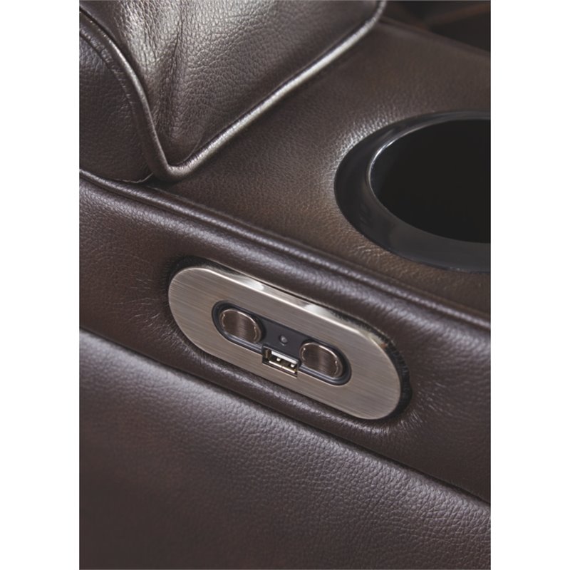 Signature Design by Ashley Warnerton Power Reclining Loveseat in Chocolate