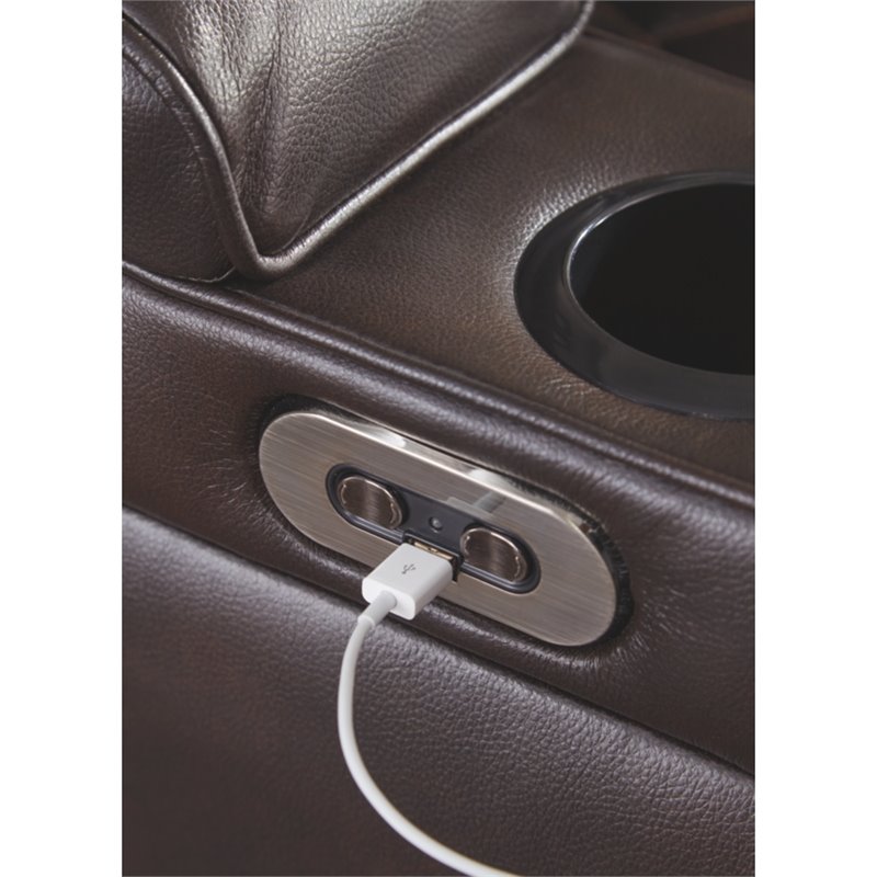 Signature Design by Ashley Warnerton Power Reclining Loveseat in Chocolate