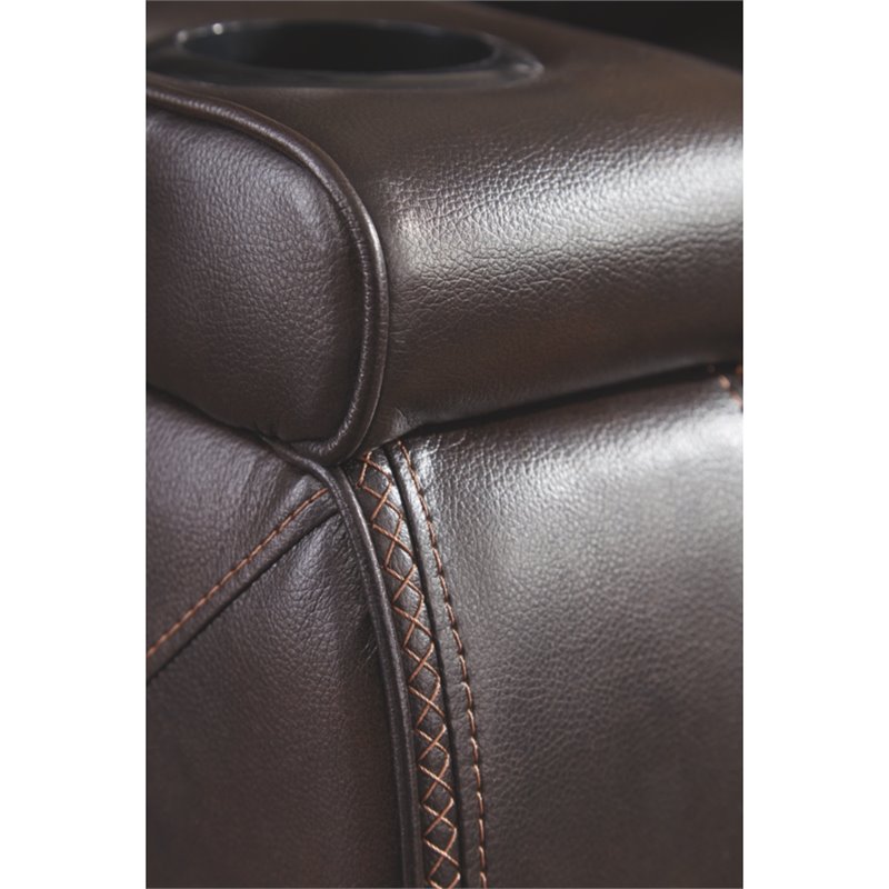 Signature Design by Ashley Warnerton Power Reclining Loveseat in Chocolate